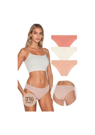 Kit İç Giyim Berrak 11853 3'lü Desenli Kadın Külot Çok Renkli