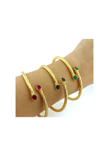 Altınbeyı 22 Ayar Altın Kelepçe Bilezik Yeşil Taşlı 11.50 Gram Aby22klp004