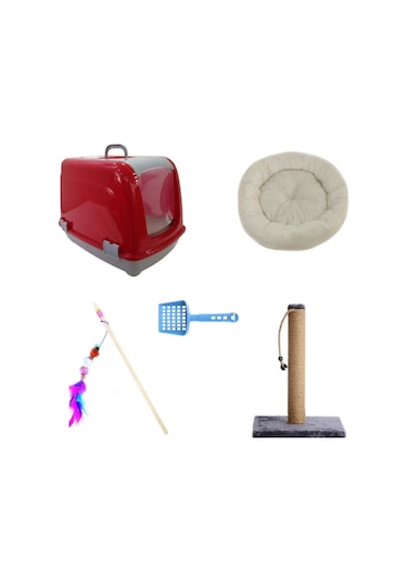 Eko 5 Parça Kedi Başlangıç Seti Kırmızı