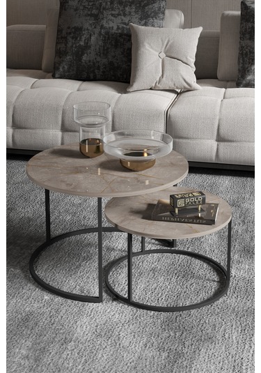 Orta Sehpa Bade İkili Lüx Yan Sehpa Masa Gordion Çok Renkli