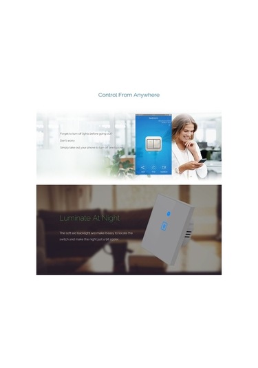 Dancemonkey Ws-eu-01 Ve Temperli Tak Panel Kontrol Grup Ewelink Dokunmatik Duvar Paneli App Anahtarı, Akıllı Ac Ab 90v-250v, 2a 1pe