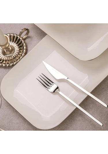 Kütahya Porselen Bone Minas 51 Parça Yemek Takımı Platin Fileli