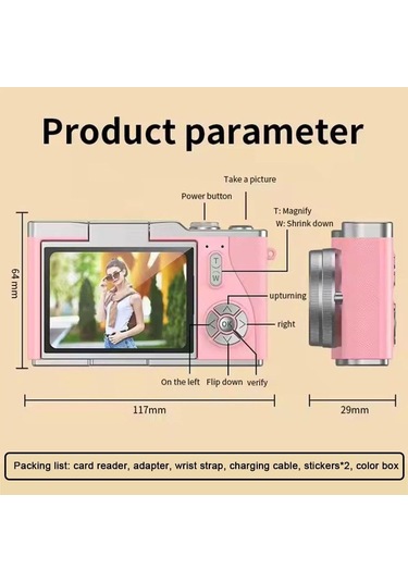 Fotoğraf İçin 4k Dijital Kamera Otomatik Odak, 48mp Vlogging Kamera, 2.4 İnç Flip Ekran