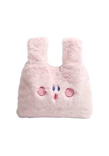 Charhp&kejnt Peluş Çanta El Çantası Sevimli Yumuşak Kız Çizgi Film İşlemeli Kozmetik Çantası Pembe