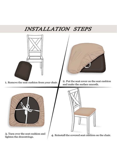 Yemek Odası İçin Çıkarılabilir Yıkanabilir Kahve Rengi Streç Sandalye Kılıfları DiğER