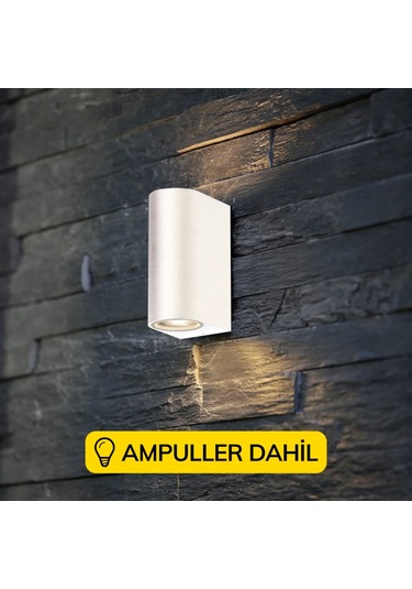 Çift Yönlü Dekoratif Beyaz Aplik -3 Renk Tercihli Ampüller Dahil Beyaz