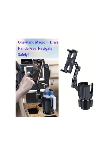 Xuweiwei Black Katlanabilir Klips Versatile 2si 1 Arada Araç Cup Ve Tablet Tutucu Uzatılabilir Kol 360 Döner Taban 4-12.9" Telefon Tabletler İçin
