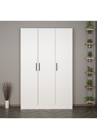 Minar Kale 210 Cm 3 Kapaklı 1b Raf Portmanto Beyaz