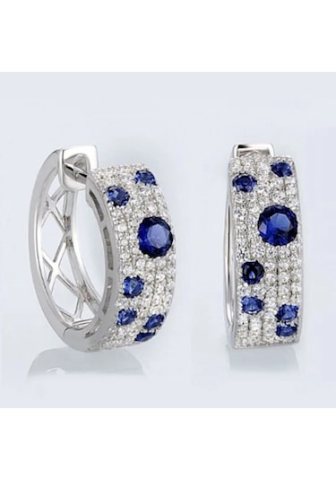 Prosperlink Lüks Mavi Kübik Zirkonya Küpe - Düğün, Parti Aksesuarı, Kadınlar İçin Hediyeblack Gun Kaplamabeyaz0,11 Ct - 0,15 Ct14 Ayargümüşfl - If