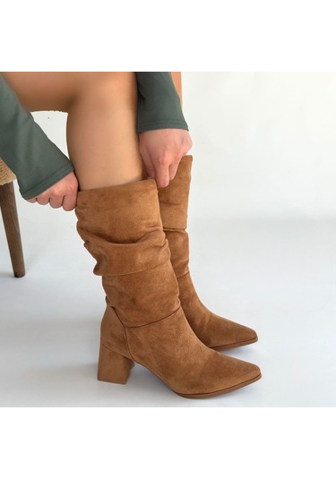 Titen Taba Süet Körüklü Çizme Taba