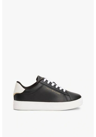 Kadın Essential Metalik Deri Kort Ayakkabısı - Siyah-6113 Siyah