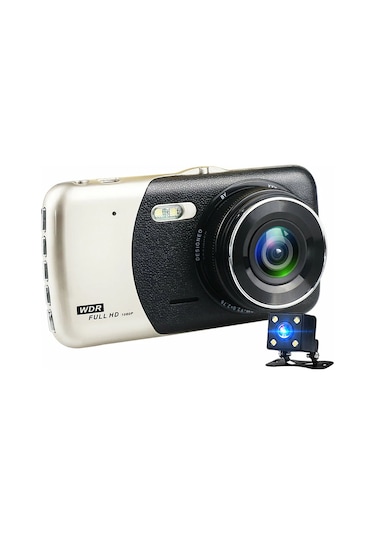 Ranyeek 4" Ekranlı Araç Dvr, 1080p Full Hd Ön-arka Kameralar, Gece Görüşü, Park Asistanı Ve Ldws Fonksiyonu