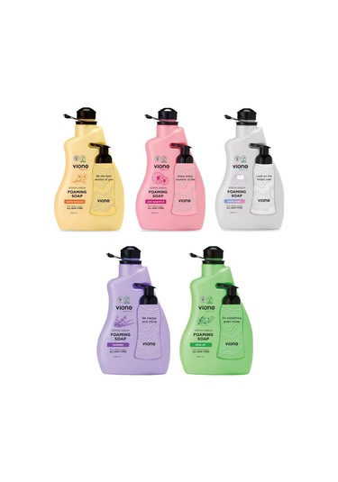 Vione El Ve Yüz İçin Köpük Sabun 5 x 2 L + Köpük Yapıcı Sabunluk