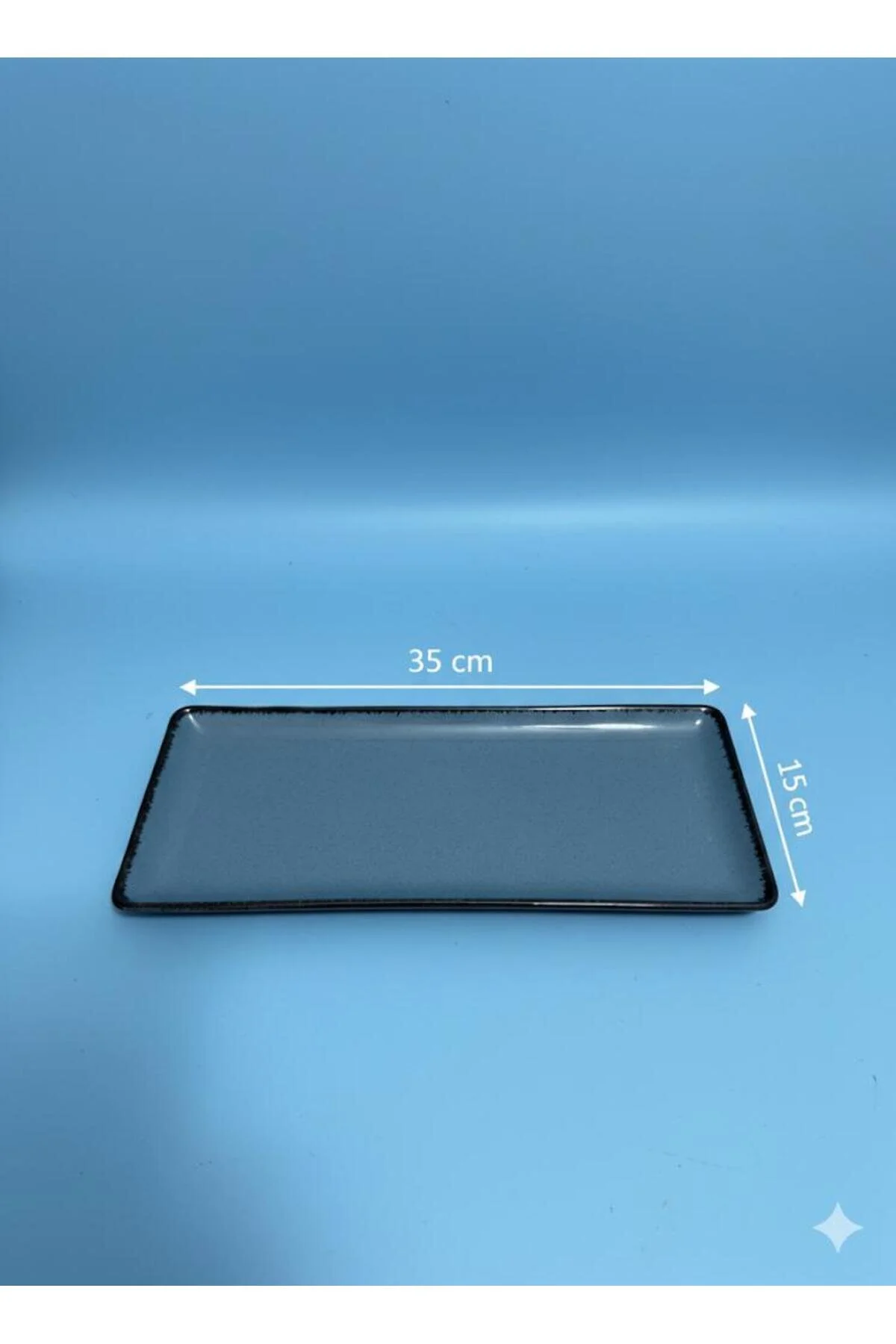 Tan Serisi Tek Parça 35 X 15 Cm Tavuk Dünyası Sunum Tabağı Krem Mavi