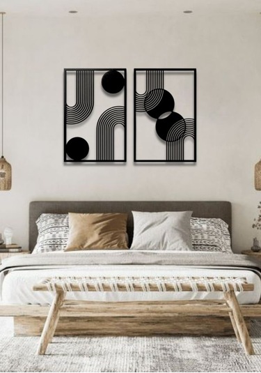 Bohem Stil Minimalist 2 Li Metal Duvar Dekoru Seti