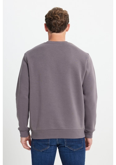 AC&Co / Altınyıldız Classics Erkek Koyu Grı Standart Fit Normal Kesim İçi Polarlı Bisiklet Yaka Sweatshirt Koyu Gri