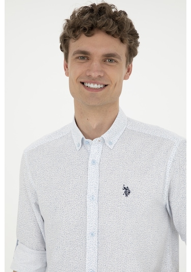U.s. Polo Assn. Erkek Mavi Gömlek Desenli 50288670-vr036 Mavi