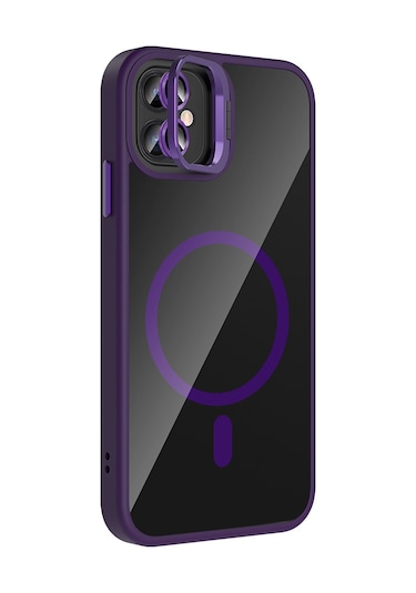 Subutu Apple Uyumlu iPhone 11 Kılıf Standlı Ve Kamera Lens li M-safe Şarj Özellikli Sbt Etro Kapak - Derin Mor Derin Mor