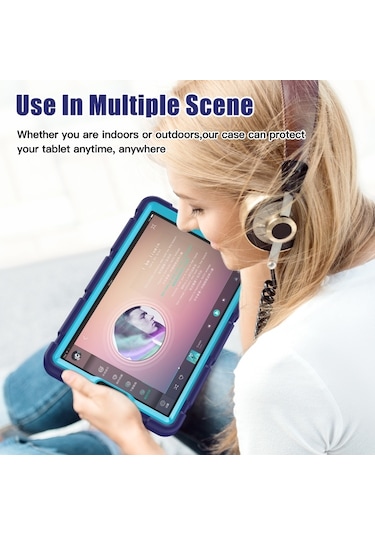 Samsung Galaxy Uyumlu Tab A9 3 Katmanlı Koruma Ekran Çerçevesi + Pc + Silikon Şok Geçirmez Kombinasyon Tableti Tutucu İle