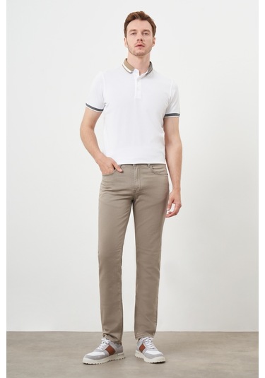 Morven Erkek Bej Mevsimlik Pamuk 5 Cep Dynamic Fit Jean Pantolon Bej