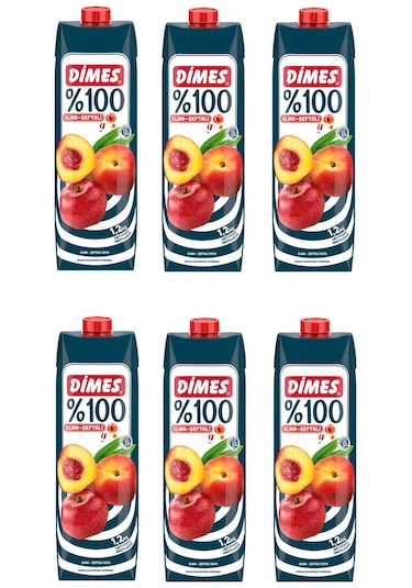 Dimes %100 Elma Şeftali Meyve Suyu 1 Lt X 6 Adet