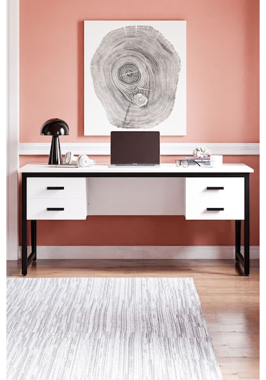 Ms2c Çalışma Masası,ofis Masası - 70x160 Cm - Beyaz - 4 Çekmeceli Ms2c - 4 Çekmeceli - Beyaz