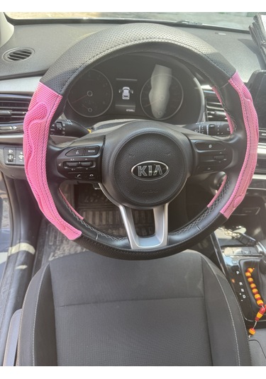 Point Siyah Pembe Direksiyon Kılıfı Masajlı Geçmeli Direksiyon Kılıfı Pembe