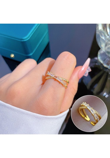 Ayarlanabilir Açıklığa Sahip Zarif Zirkon Yüzük No.8 Çok Renkli