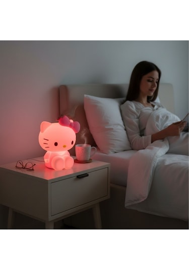 Hello Kitty Gece Lambası Ve Masa Lambası Beyaz