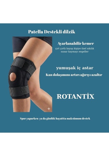 Standart Beden Patella Ve Ligament Destekli Dizlik Cırt Ayarlı