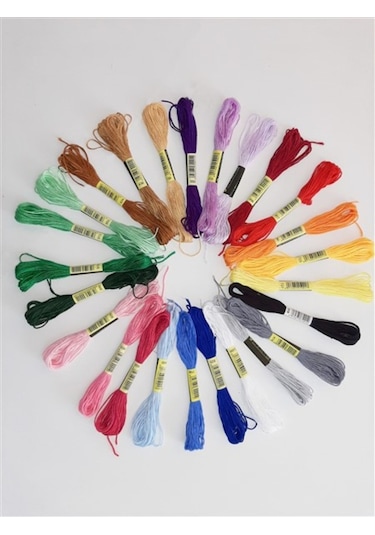 Almila 25 Adet Muline 8 Metre 6 Kat Farklı Renk Kanaviçe Nakış Ip