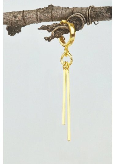 Dkmn Gümüş Halkalı Çift Sallantılı Küpe 925 Ayar Gümüş Küpe