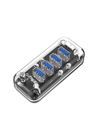 Orıco F4u 4 X Usb 3.0 Bağlantı Noktası 5gbps Mavi Led Gösterge Işığı İle Hızlı İletim Masaüstü Göbeği Şeffaf