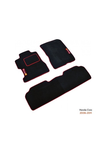 Nyf Honda Civic 2006-2011 Siyah Halı Paspas (Biye Kırmızı)
