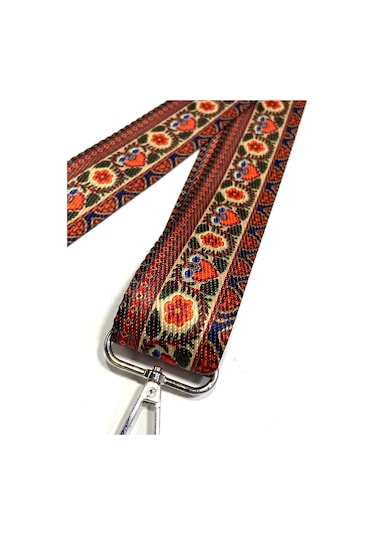 Karan Tuhafiye Otantik Desenli Çanta Sapı / Ayarlanabilir Palaska / Polyester Çanta Sapı Taba