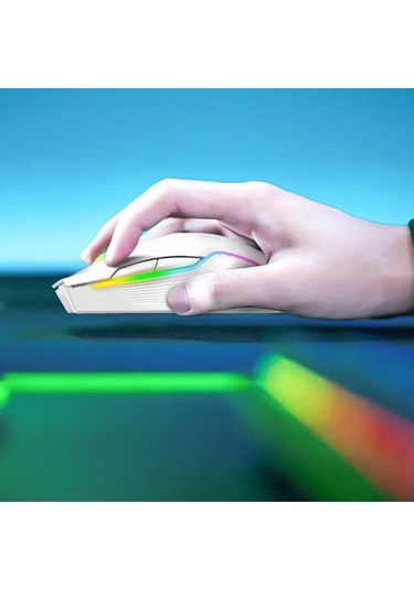 Dizüstü Bilgisayar İçin Kablosuz Usb Şarj Edilebilir Ergonomik Kablosuz Oyun Faresi Beyaz