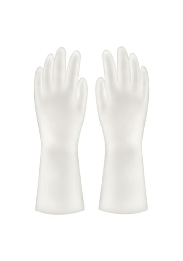 Monyee Ev Temizliği Eldiveni: Kalın Pvc, Kayganlık Önleyici, Bulaşık & Çamaşır İçin, Beyaz, S Bedeni