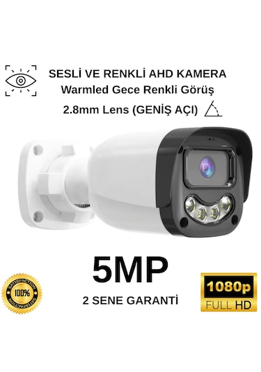 Hm-1068 Renkli Ve Sesli Ahd 5mp 2.8mm Lens Bullet Kamera