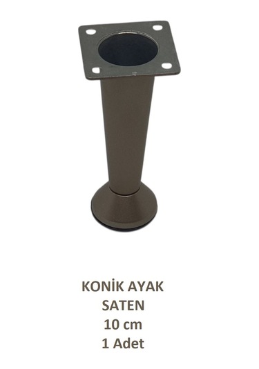 Adilon Konik Ayak, Saten, 10 Cm, 1 Adet Dolap, Mobilya, Puf Ayağı Vidaları Hediye Saten