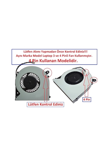 Toshiba Uyumlu Satellite L50D-A5172Fm. L50T-A013 Fan 4 Pin