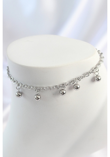 316l Çelik Gümüş Renk Sallantı Topçuk Zincir Model Kadın Halhal - Tj-hh1642 Diğer