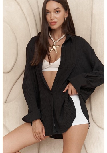 Durres Siyah Oversize Gömlek Siyah