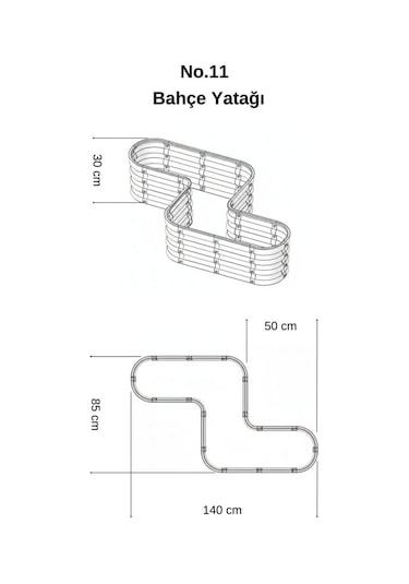 Modüler Yükseltilmiş Bahçe Sebze Yatağı No:11 140x85 Bej