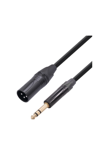 Fortunelane 1.8m Zink Alaşımlı Kasa Siyah Ses Kablosu: 6.35mm Trs Erkekden Xlr Mikrofona, Altın Kaplama, Direk Kullanım