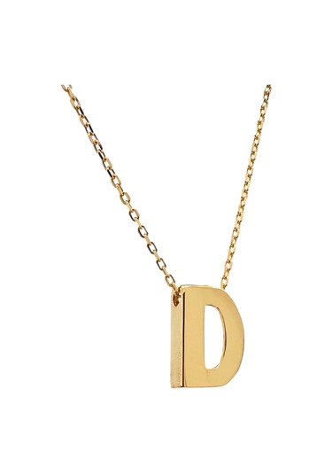 Altın Nesil - 14 Ayar D Harfli Hayalet Zincirli Altın Kolye