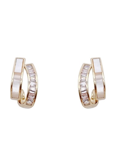 Pırlanta Küpeli Kabuk Çift Katmanlı Küpe, Renk: Eh0702