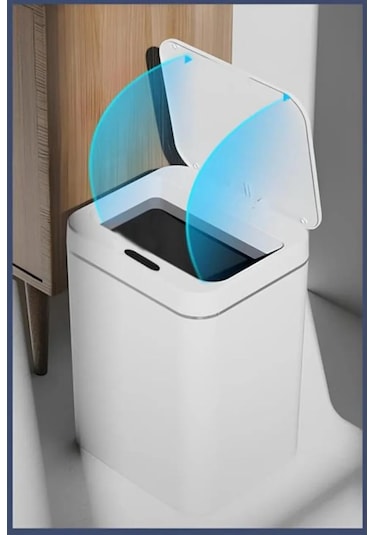 Sensörlü Otomatik Plastik Çöp Kovası 12 Litre + Deterjan Hazneli Silikon Klozet Fırçası Beyaz