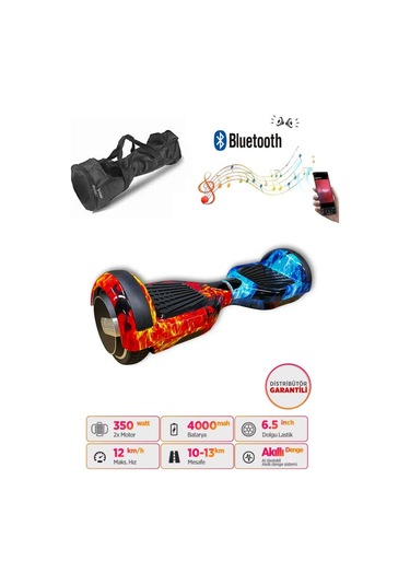 Elektrikli Kaykay Scooter Akıllı Denge Hoverboard + Hoverkart + Çanta Full Ledli Extrem Paket D10