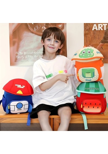 Oldfriend 3-6 Yaş Popüler Yeni Sevimli Çizgi Film Hafif Kayıp Önleyici Çocuk Sırt Çantası Mavi Mavi