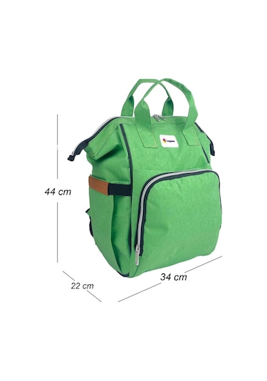 Lugami 09 Anne Bebek Bakım Sırt Çantası Biberon Termoslu Sıvı Geçirmez Yeşil